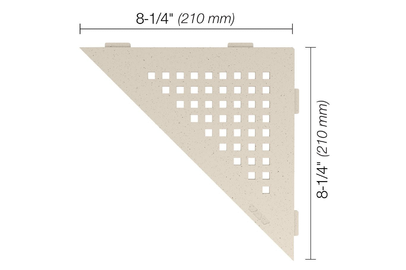 Schluter - SHELF-E Étagère de coin triangulaire modèle Square aluminium ivoire