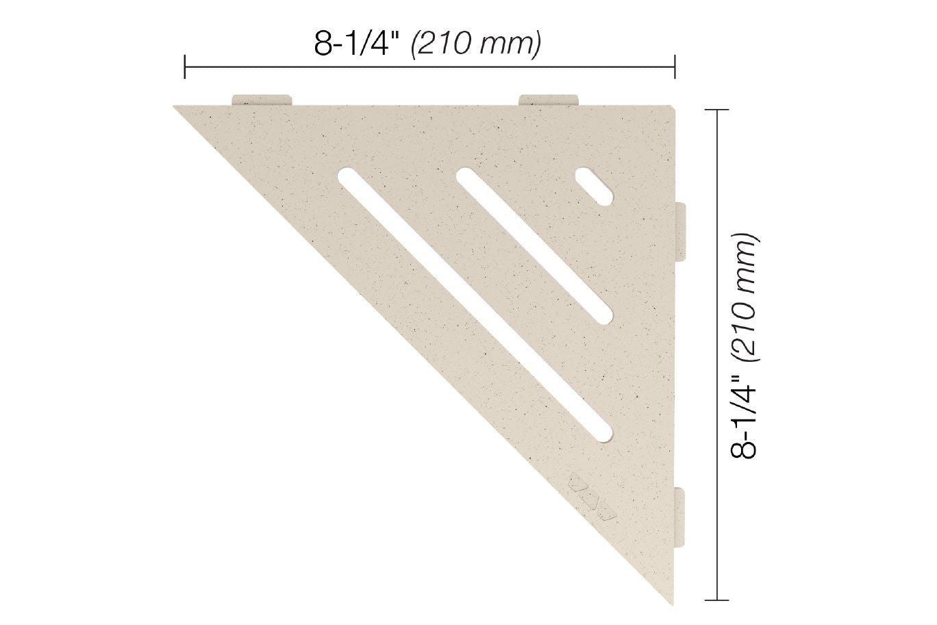 Schluter - SHELF-E Étagère de coin triangulaire modèle Wave aluminium ivoire