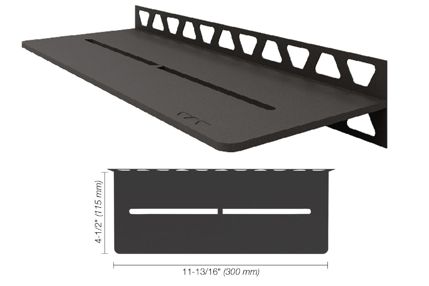 Schluter - SHELF-W Étagère murale rectangulaire modèle Pure aluminium anthracite foncé