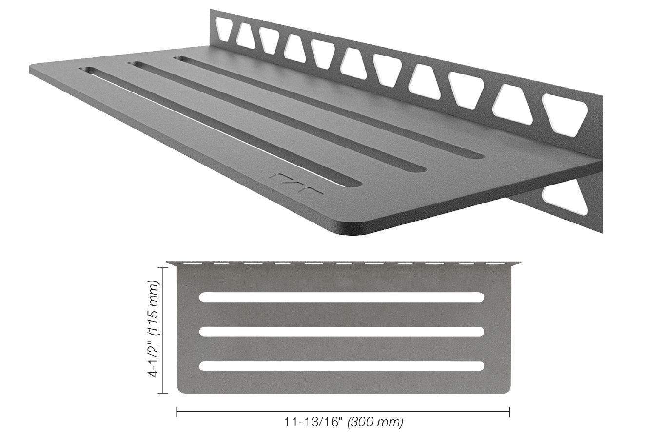 Schluter - SHELF-W Étagère murale rectangulaire modèle Wave aluminium étain