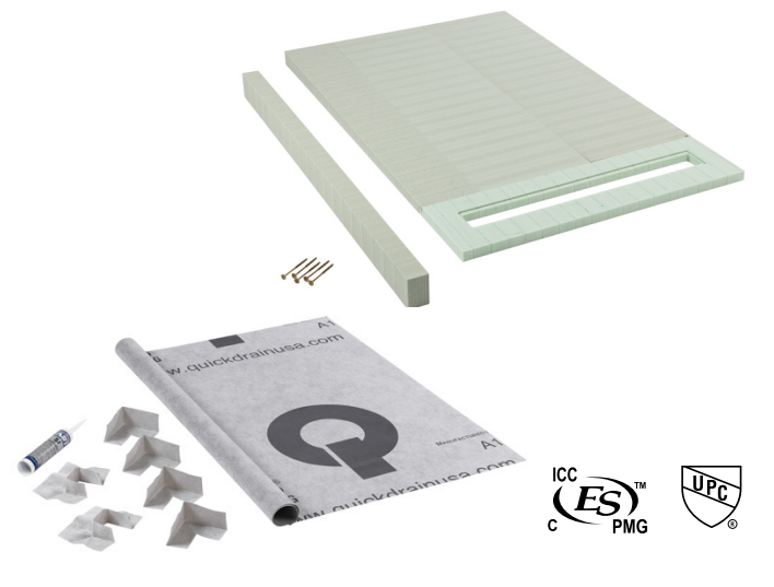 Oatey - Kit de receveur de douche incliné Kit ShowerLine QucikDrain avec bordure préformée de 60" - 48" x 64"
