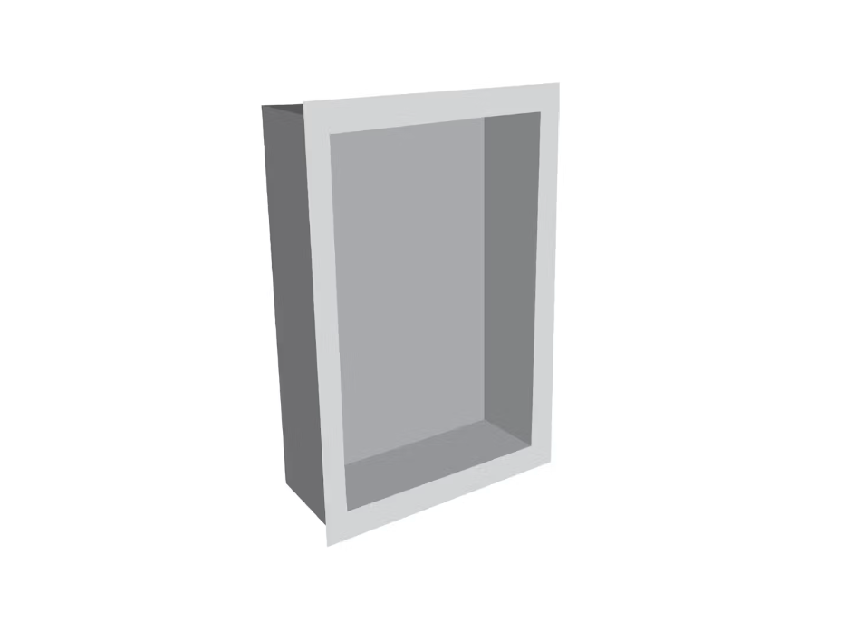 Fusion - Sky Grey 16" x 24" - Niche de douche à cadre carré sans tablette en pierre artificielle ||SNLGR-SQ