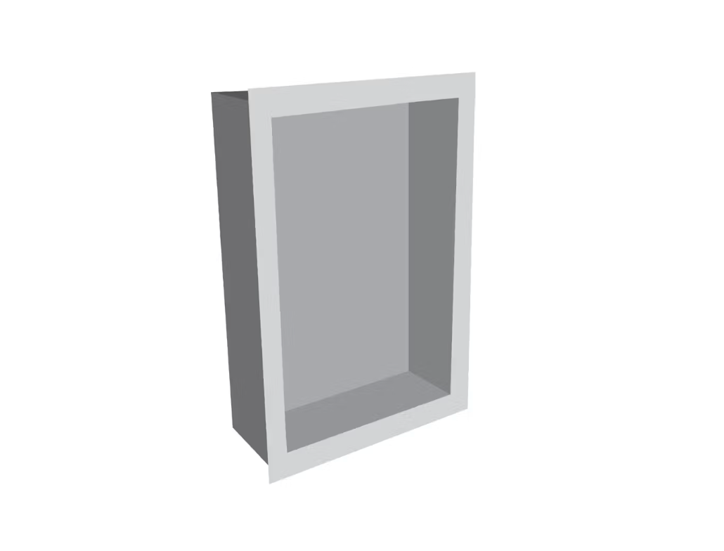 Fusion - Thassos White 16" x 24" - Niche de douche à cadre carré sans tablette en pierre artificielle ||SNWHT-SQ