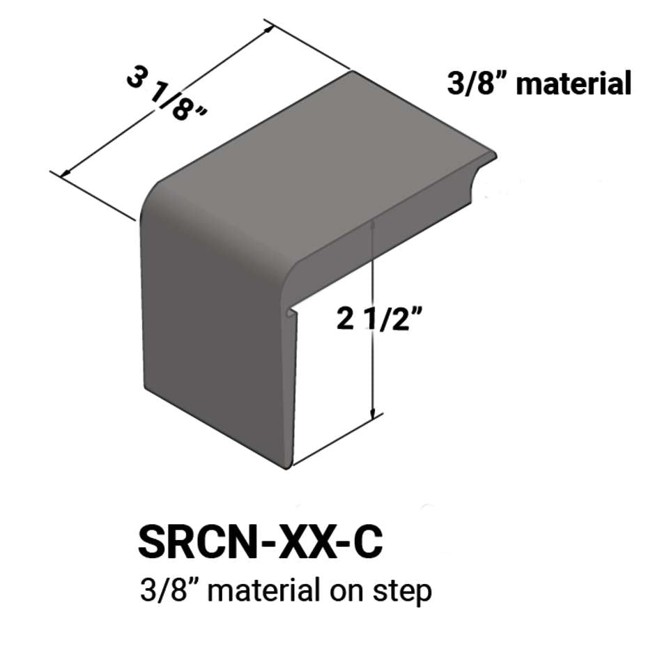 Tarkett/Johnsonite - SRCN-XX-C - Nez de marches d'escalier - Matériau de 3/8" sur la marche.