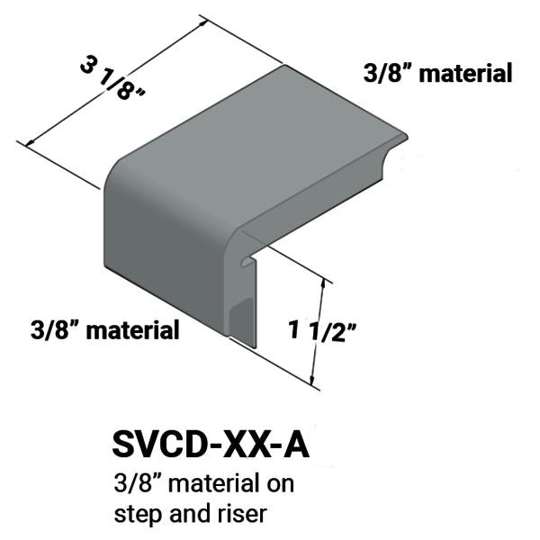 Tarkett/Johnsonite - SVCD-XX-A - Nez de marches d'escalier - Matériau de 3/8" sur la marche et la contremarche.
