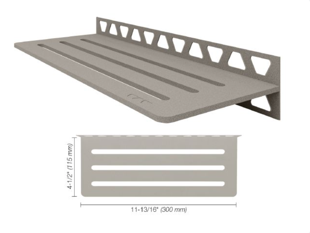 Schluter SHELF-W Étagère mural rectangulaire Wave Design - aluminium grège ||SWS1D10TSBG
