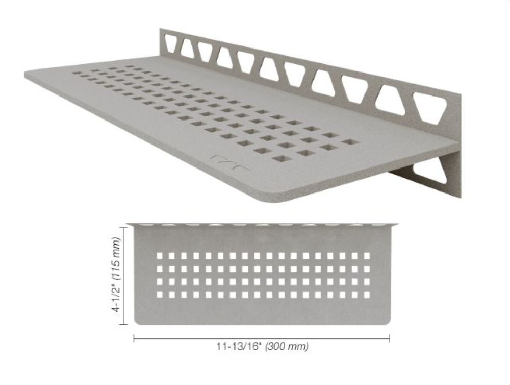 Schluter SHELF-W Étagère mural rectangulaire Square Design - aluminium gris pierre ||SWS1D3TSSG