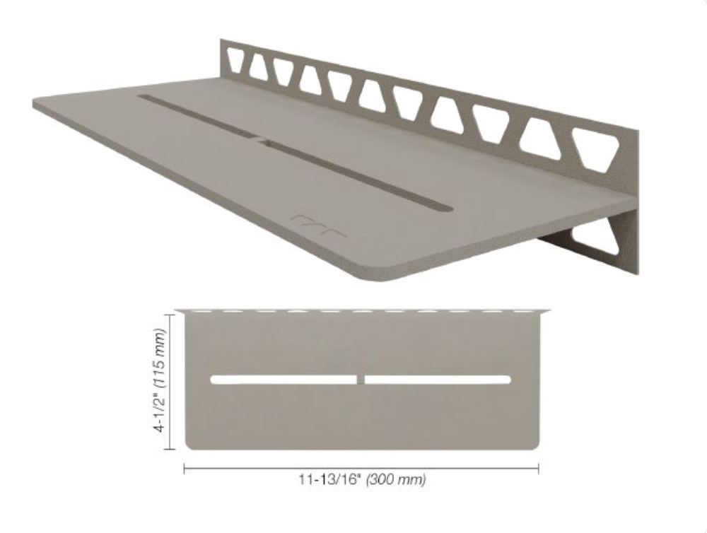 Schluter SHELF-W Étagère mural rectangulaire Pure Design - aluminium grège ||SWS1D7TSBG