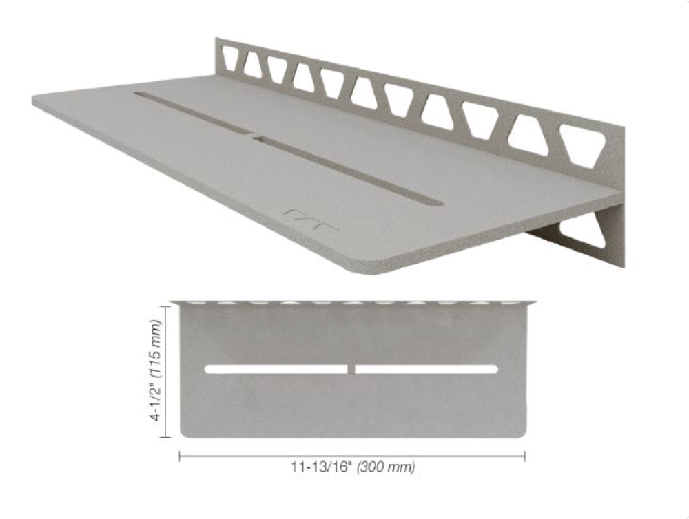 Schluter SHELF-W Étagère mural rectangulaire Pure Design - aluminium gris pierre ||SWS1D7TSSG