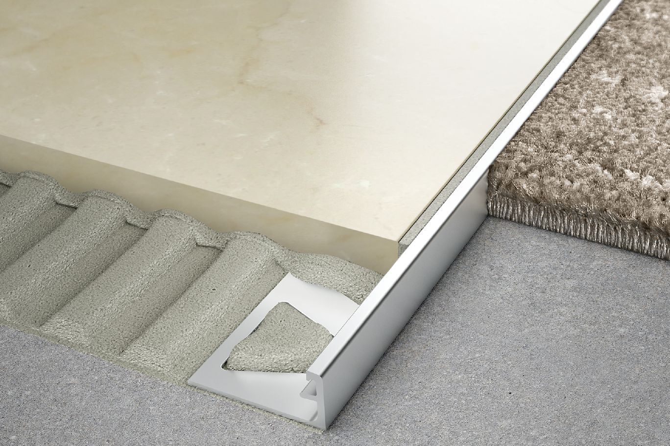 SCHIENE Profilé de bordure pour plancher aluminium 3/8" (10 mm) x 8' 2-1/2" ||A100