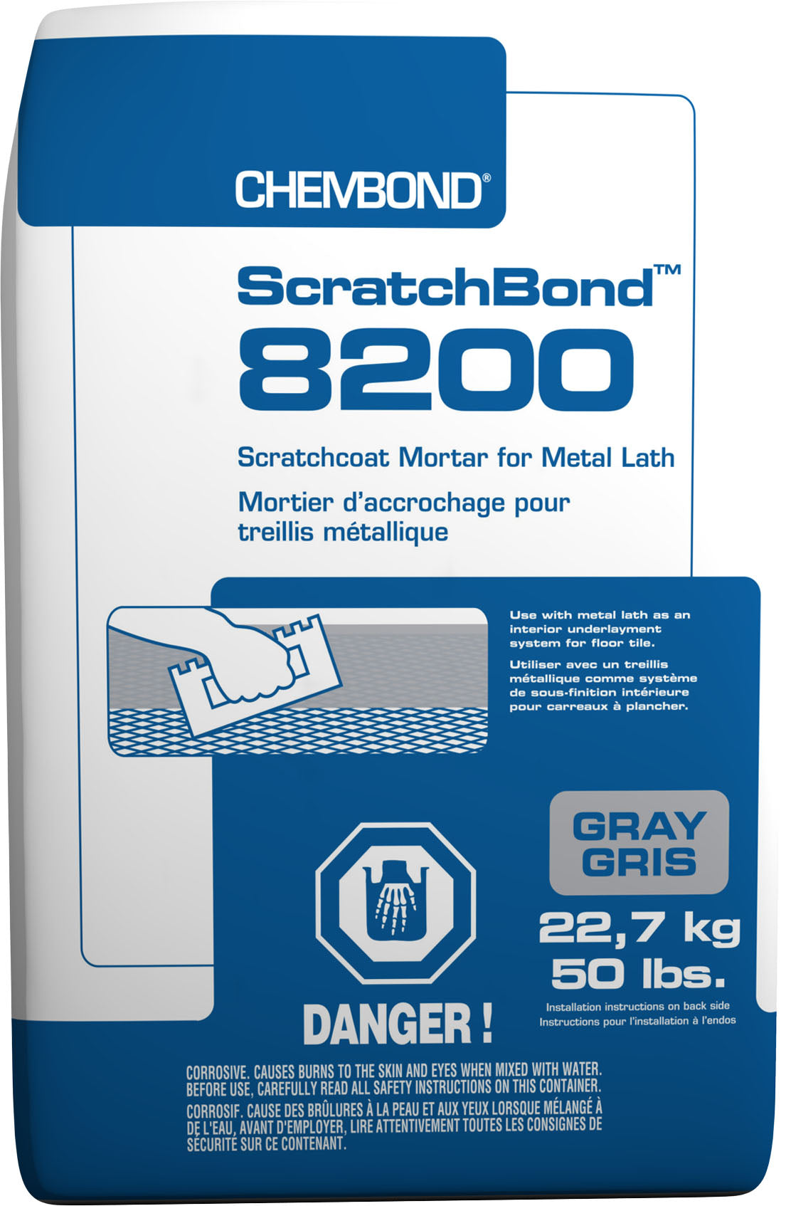 Chembond - ScratchBond 8200 Mortier d’accrochage pour treillis métallique - 50 lb