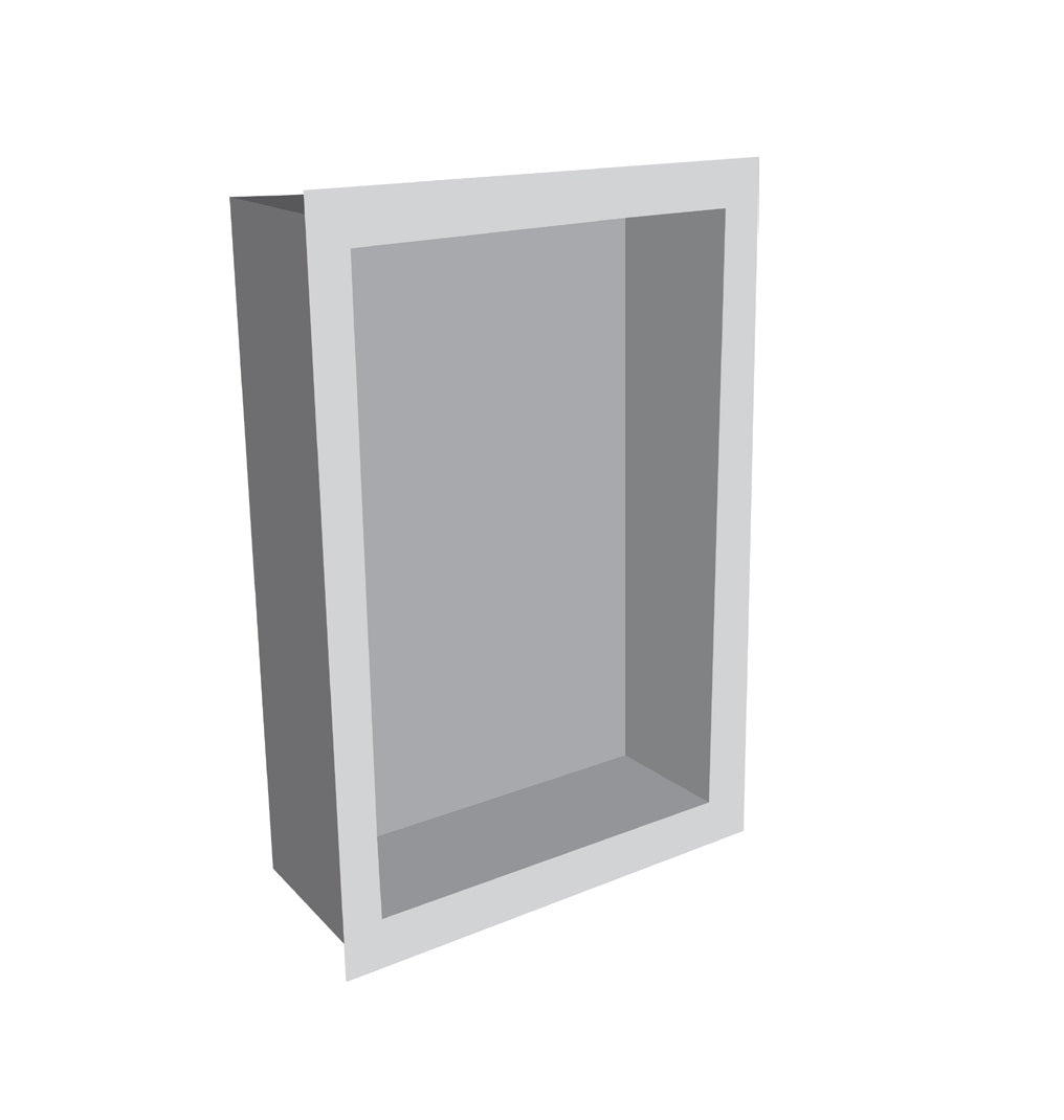 Fusion - Niche de douche à cadre carré sans tablette en pierre artificielle Atlantic Grey 16" x 24"