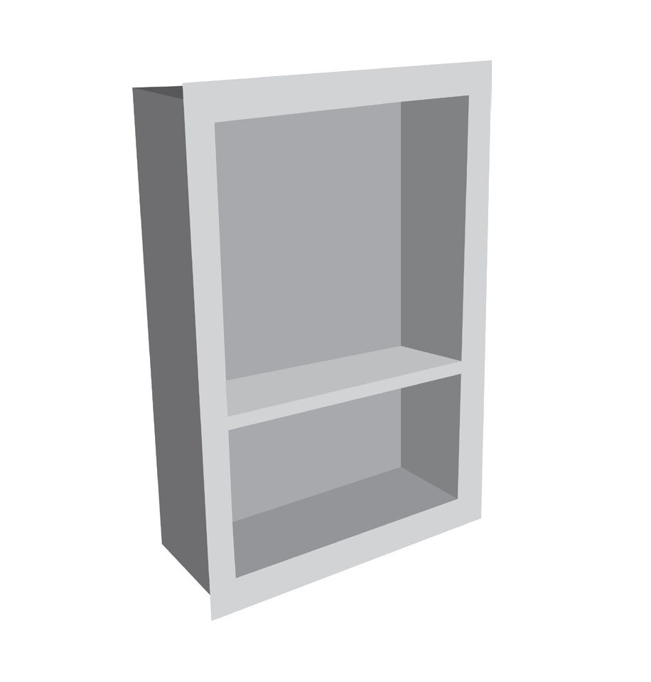 Fusion - Niche de douche avec tablette en pierre artificielle Carrara 16" x 24"