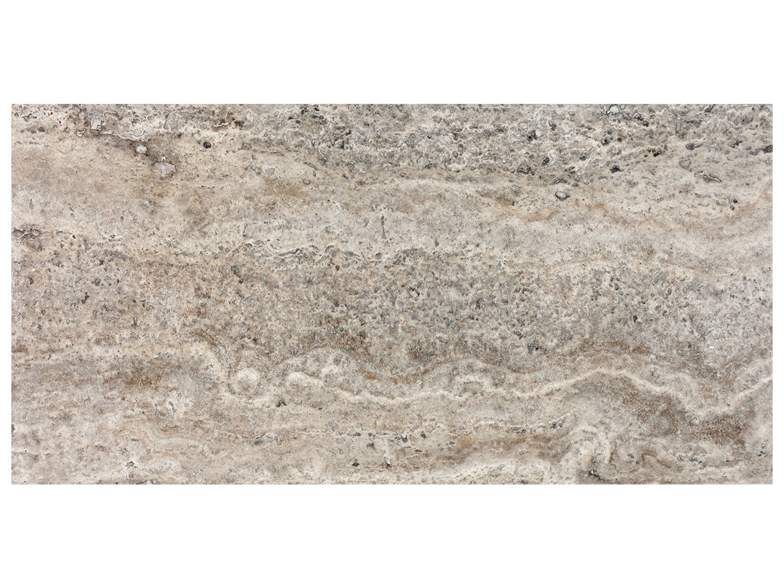 Anatolia - Silver Ash - Tuile de travertin coupe veine, fini adouci et rempli 30,5 x 61 cm (12 x 24 po)