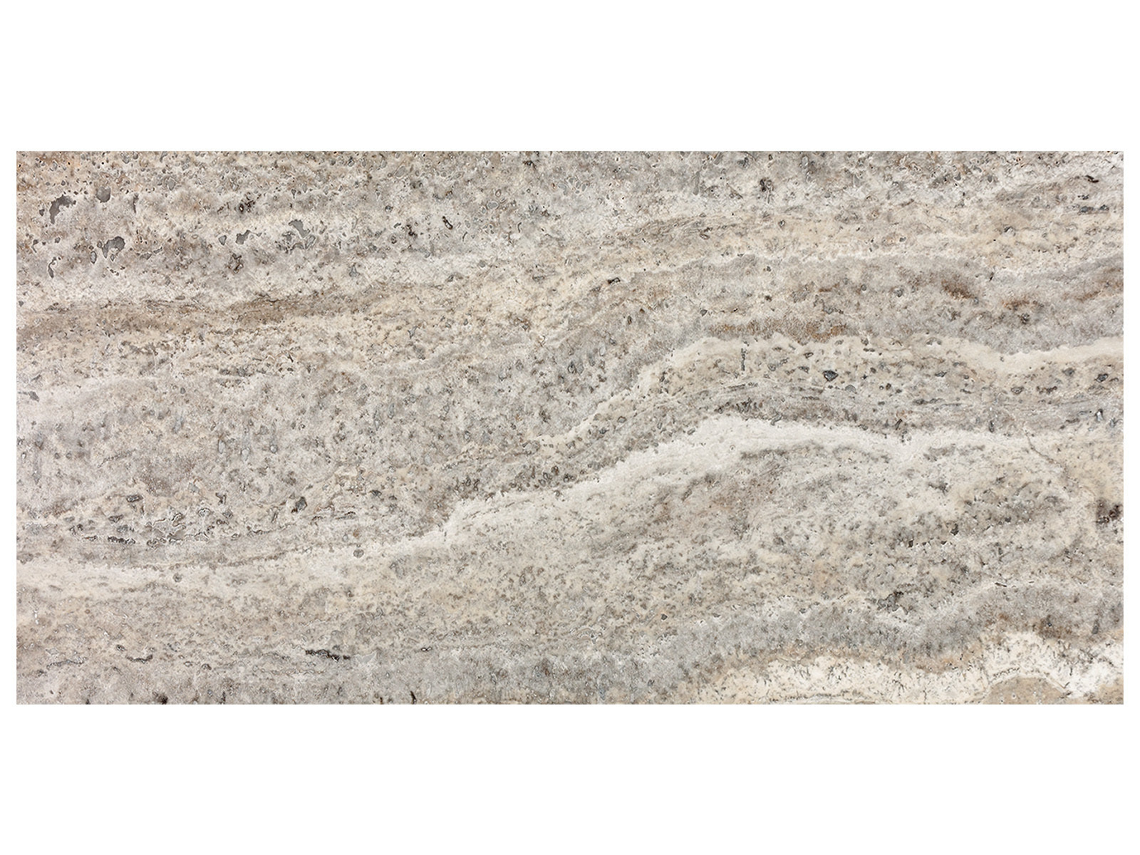 Anatolia - Silver Ash - Tuile de travertin coupe veine, fini adouci et rempli 45,7 x 91,4 cm (18 x 36 po)