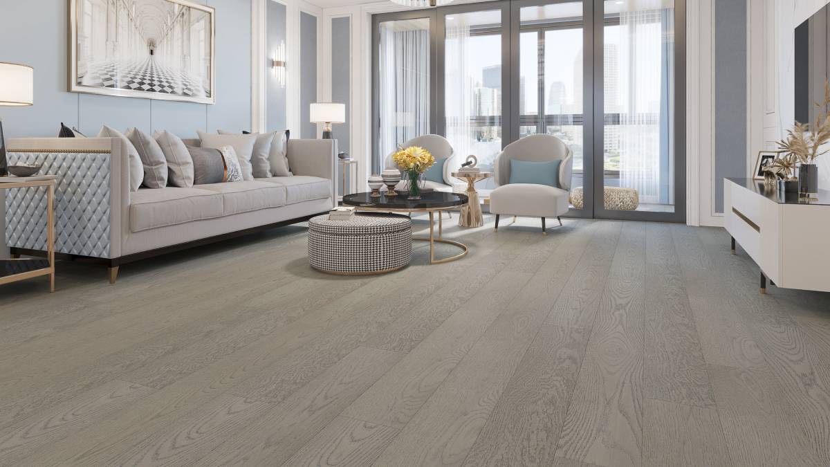 Vidar - Collection 6 - Sky - Plancher de bois d'ingénierie en chêne blanc américain, grade Character (ABCD) - 6" x 3/4"