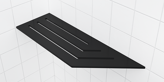 Tablettes de coin noir mat 4″x12″ pour douches carrelées ||62805584942