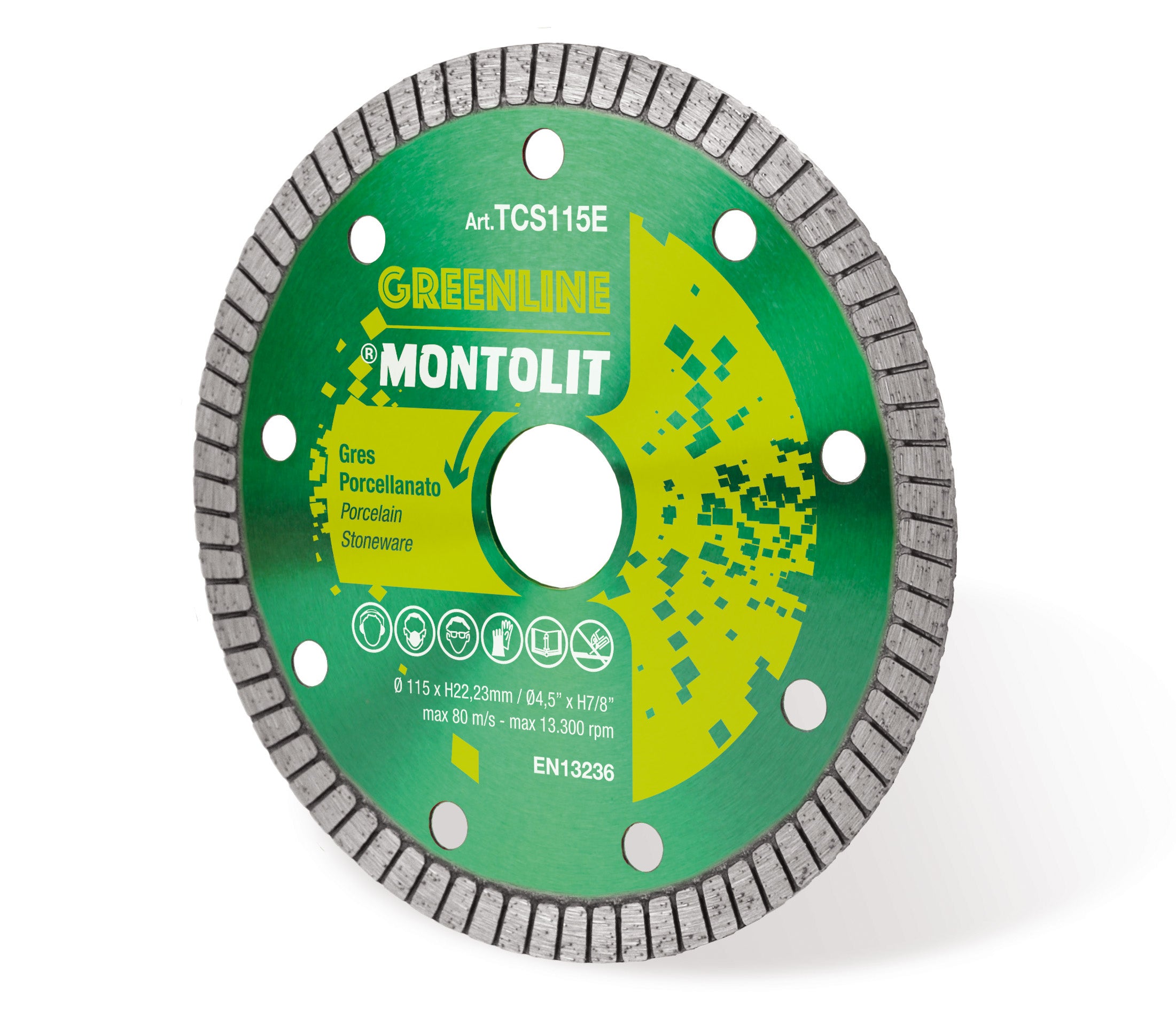 Montolit - TURBO Lame diamantée Green Line pour coupe à l'eau et à sec 4 1/2"