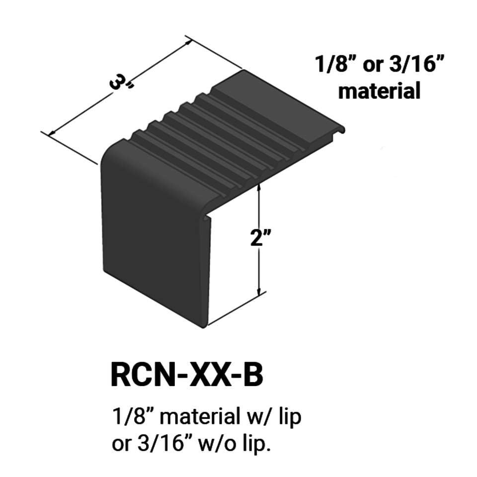 Tarkett/Johnsonite - RCN-XX-B - Nez de marches d'escalier - Matériau de 1/8" avec rebord ou de 3/16" sans rebord
