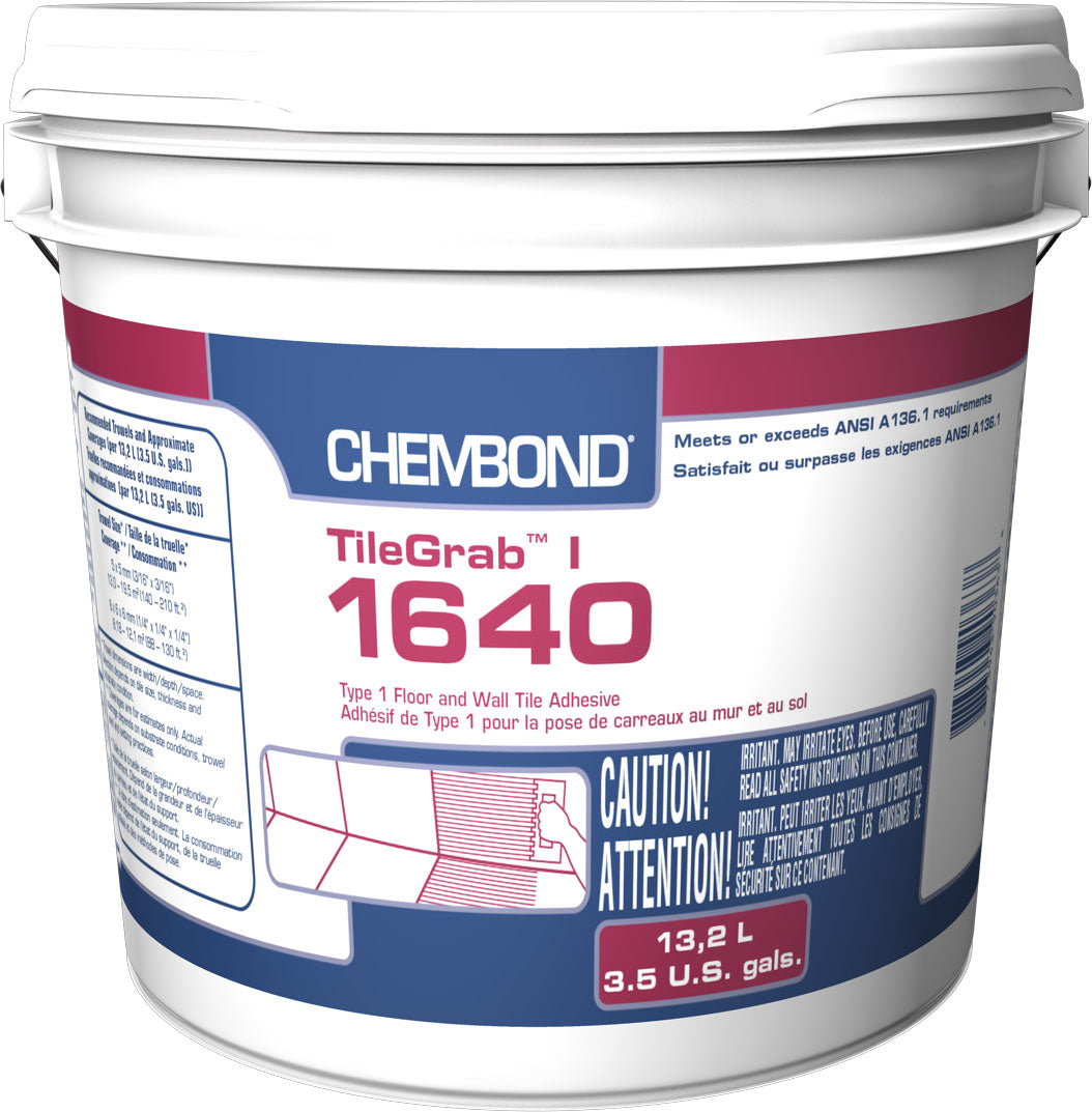 Chembond - TileGrab I 1640 Adhésif de Type 1 pour la pose de carreaux au mur et au sol - 13.2 L