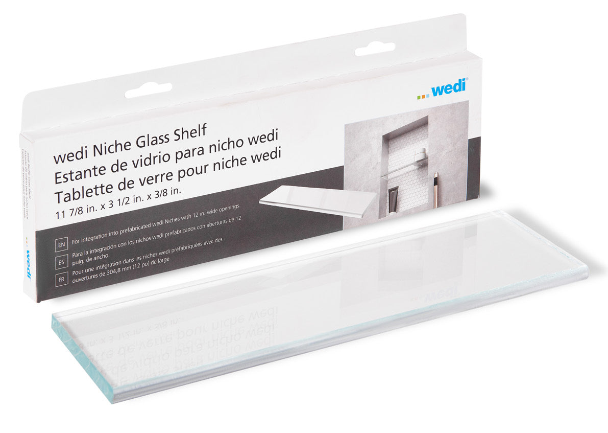 Wedi - Tablette de niche pour douche en verre 11-7/8" x 3-1/2" x 3/8"