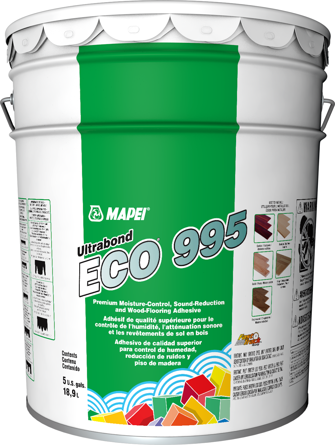 Mapei - Ultrabond ECO 995 Adhésif de qualité supérieure pour le contrôle de l'humidité, l'atténuation sonore et les revêtements de sol en bois 18.9 L