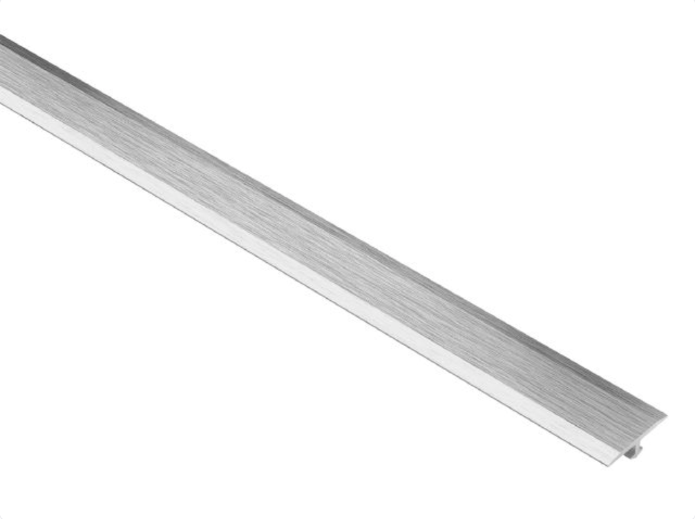 Schluter - 1/8" (3 mm) x 1" x 8' 2-1/2" - VINPRO-T Profilé en T pour la rénovation des planchers de vinyle Aluminium anodisé Chrome brossé ||VPTL3/25ACGB