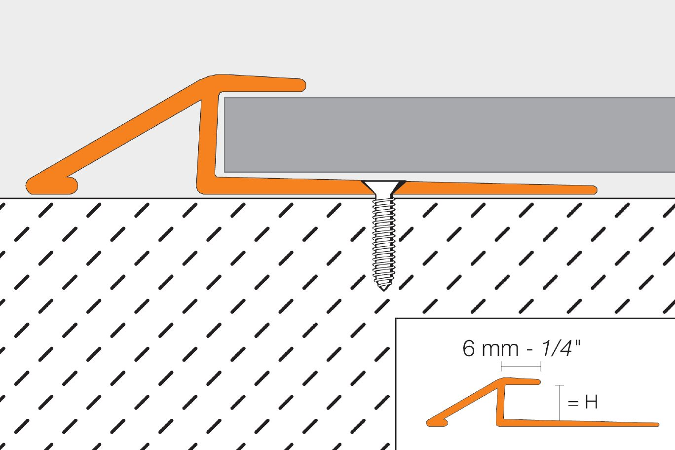 Schluter - VINPRO-U Profilé réducteur pour revêtement de vinyle aluminium anodisé nickel brossé 1/4" x 8' 2-1/2" ||VPUL60ATGB