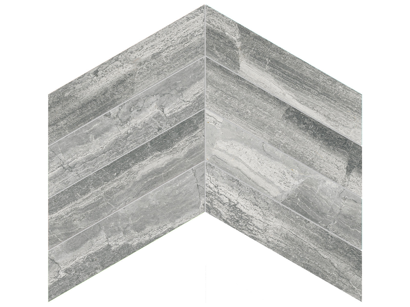Anatolia - Volcana Notte - Mosaïque à motif chevron de marbre, fini adouci 5,3 x 21,3 cm (2 x 8,5 po)