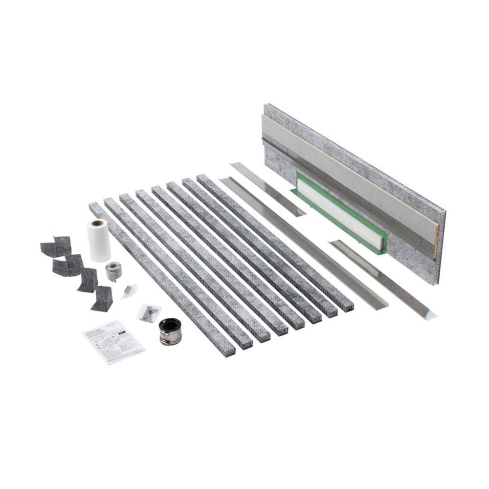Oatey - Kit de drain de douche linéaire 26" à 48 “ Kit QuickDrain WallDrain en acier inoxydable 2” avec couvercle à encastrer brossé 48"