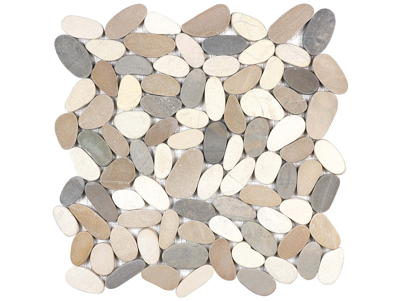 Anatolia - Mosaïque de pierre naturelle Zen Harmony Warm Blend Caillou plat mat 12" x 12"