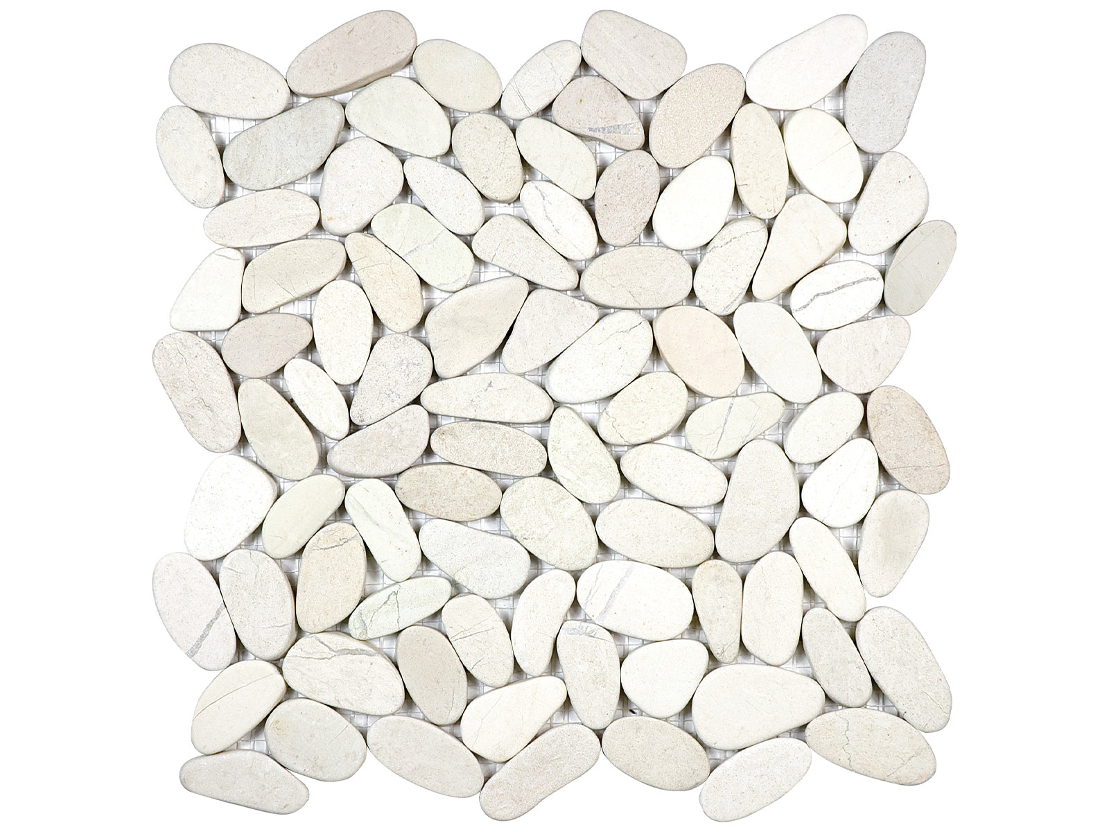 Anatolia - Mosaïque de pierre naturelle Zen Serenity Ivory Caillou plat mat 12" x 12"