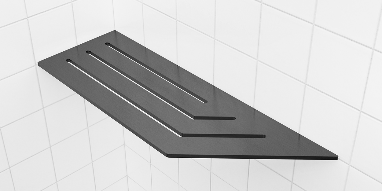 Tablettes de coin PVD noir 4″x12″ pour douches carrelées ||62805584962