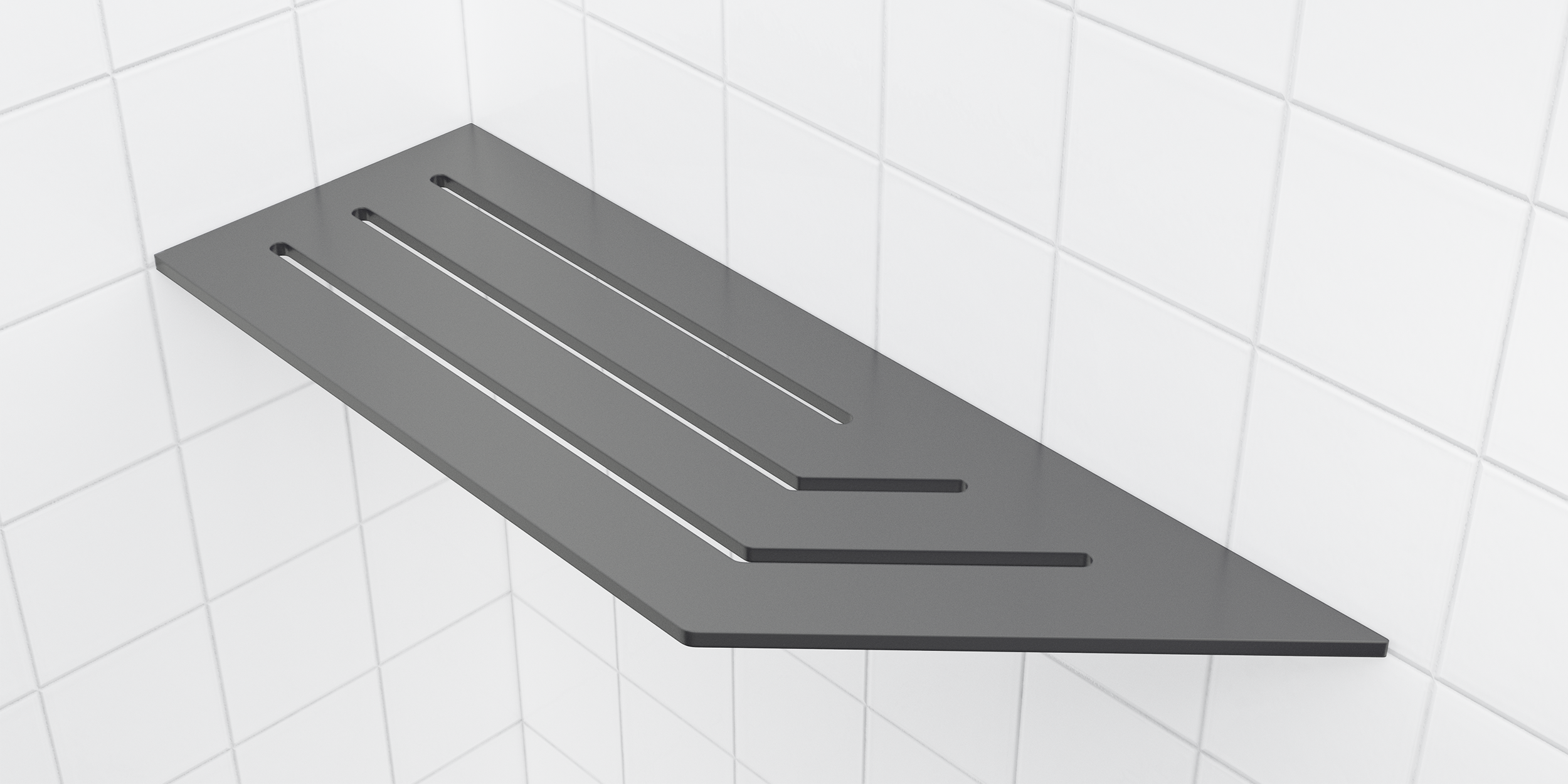 Tablettes de coin gris mat 4″x12″ pour douches carrelées ||62805584944