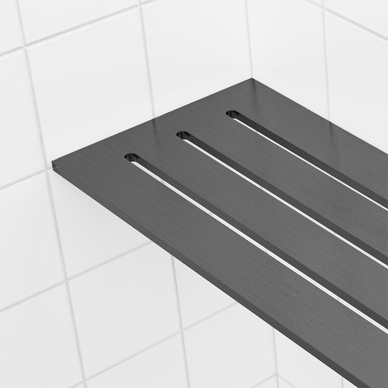 Tablettes de coins PVD noir 4″x 8″ pour douches carrelées ||62805584963
