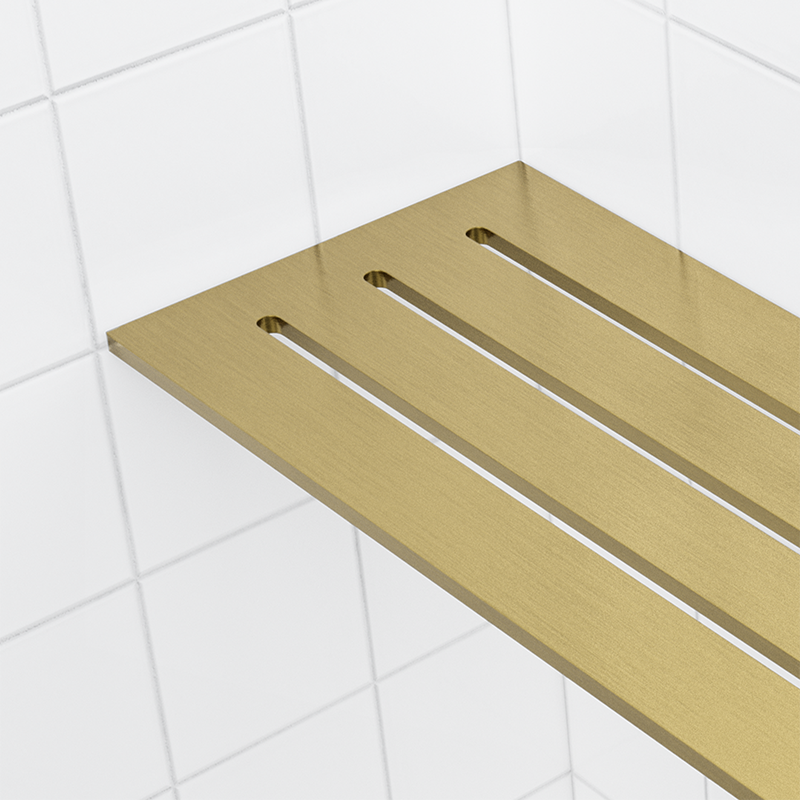 Tablettes de coins PVD or 4″x 8″ pour douches carrelées ||62805584965