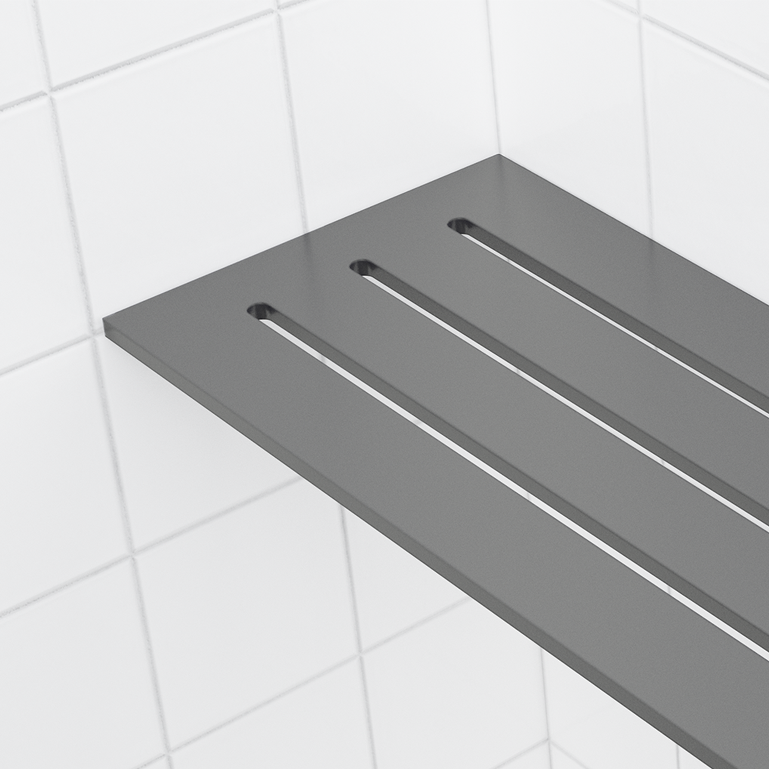 Tablettes de coins gris mat 4″x 8″ pour douches carrelées ||62805584943