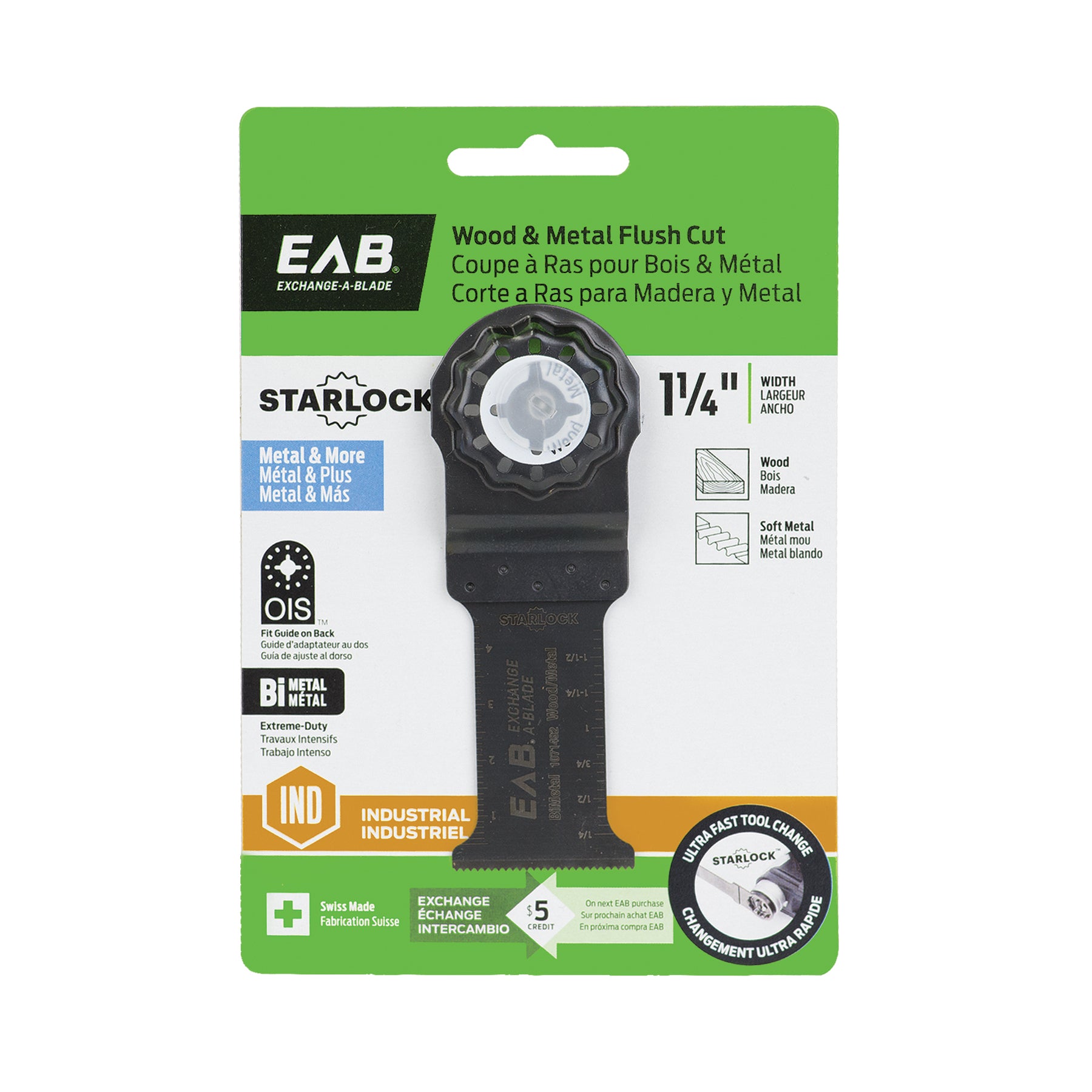 EAB - Lame bimétal Starlock industriel pour coupe à ras de bois et métal 1-1/4"
