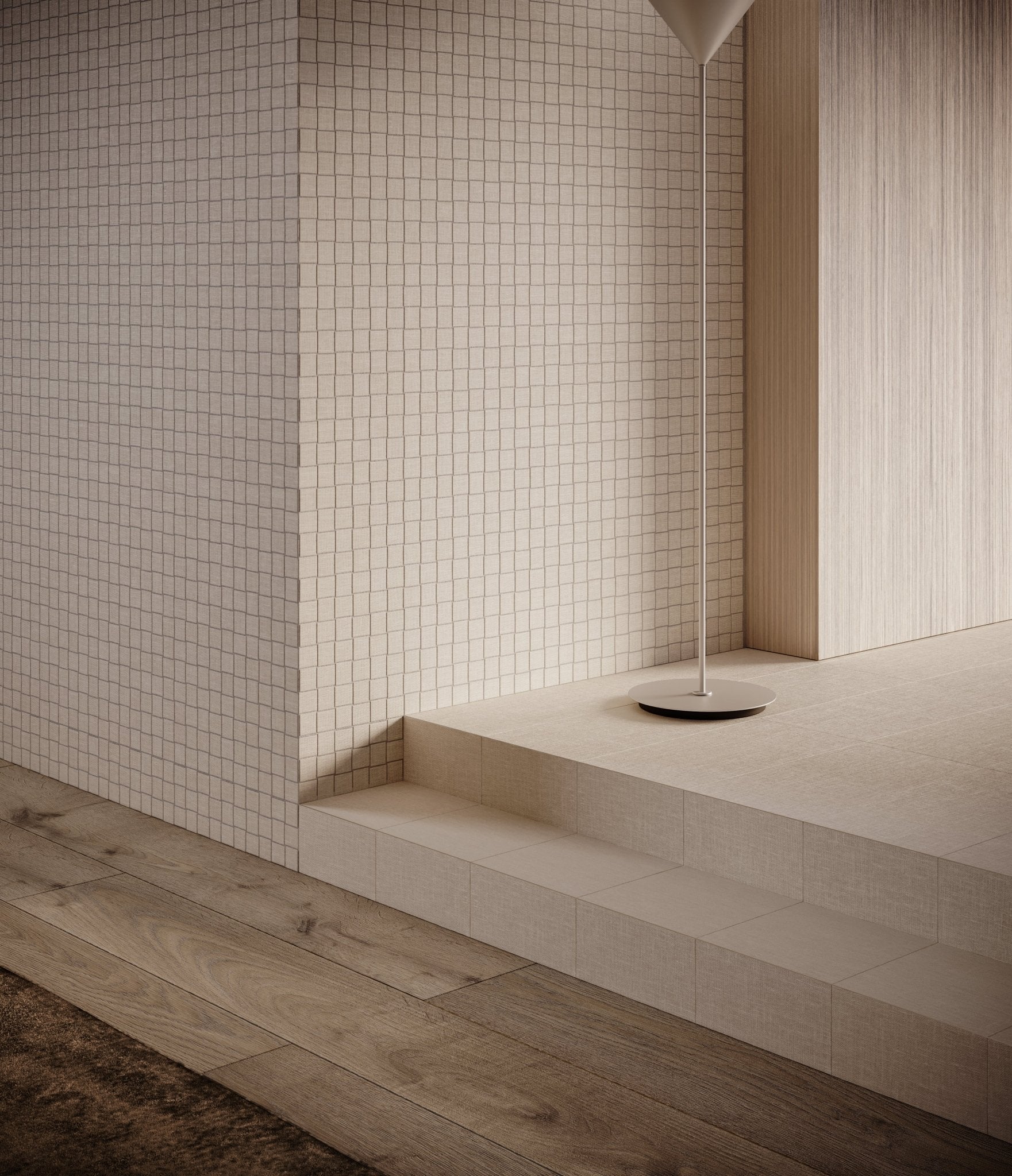 Anatolia - 2.5 x 10 cm Belgian Linen Light Blend Stacked Matte Color Body Porcelain Mosaic (New-MY) || 4501-0030-1 - Ceramed