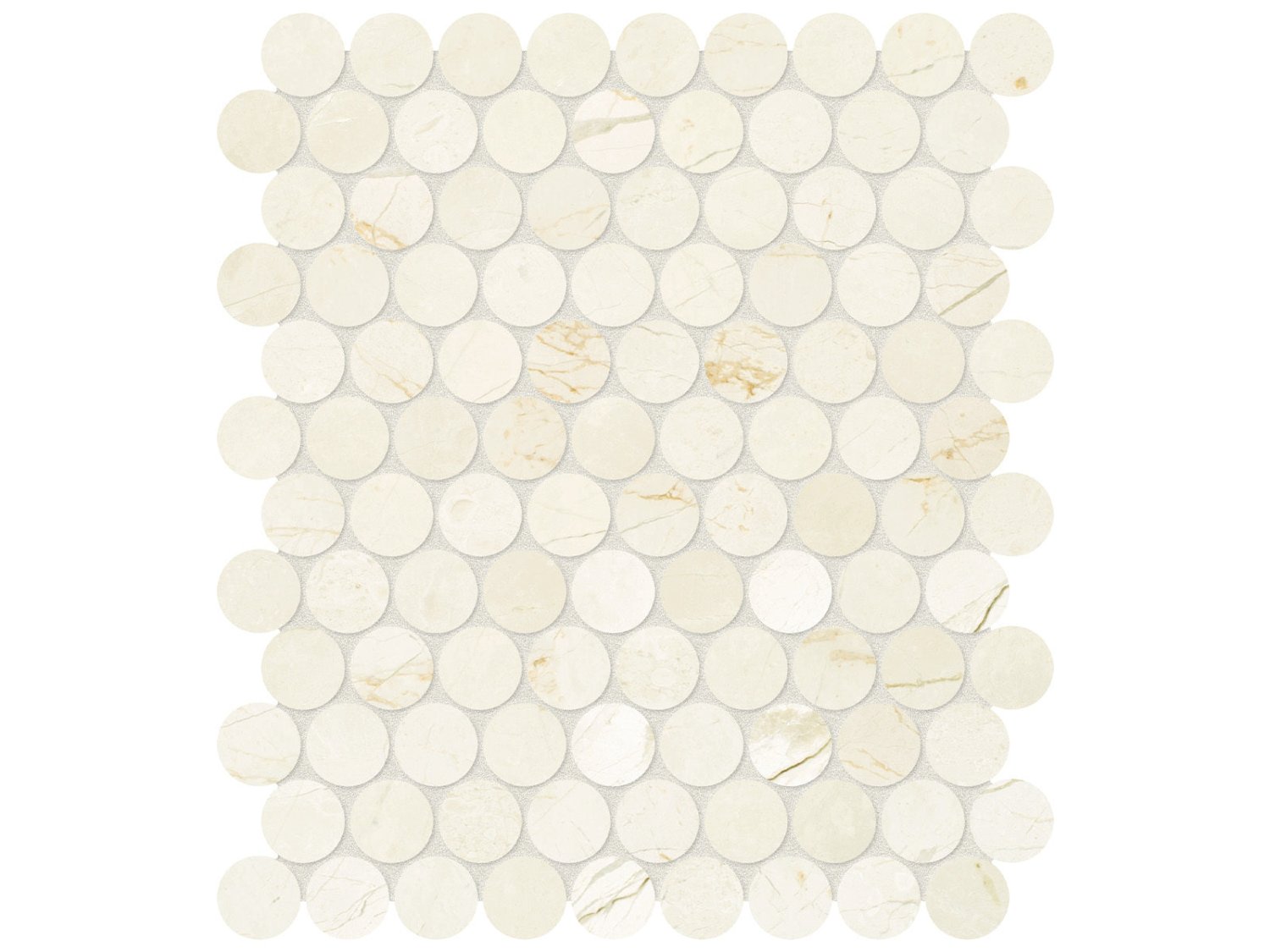Anatolia - Avorio Crema - Mosaïque de pastilles rondes de marbre, fini adouci 3 cm (1,25 po)