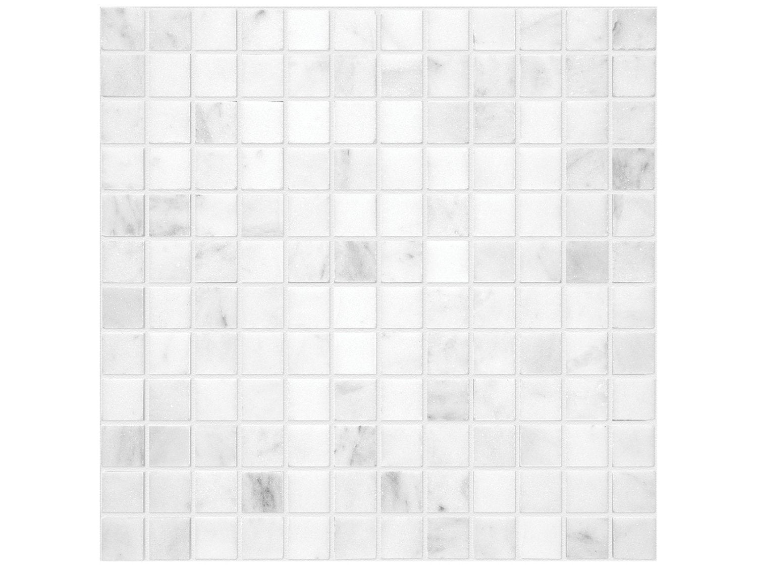 Anatolia - Bianco Venatino - Mosaïque de marbre, fini adouci 2,5 x 2,5 cm (1 x 1 po)