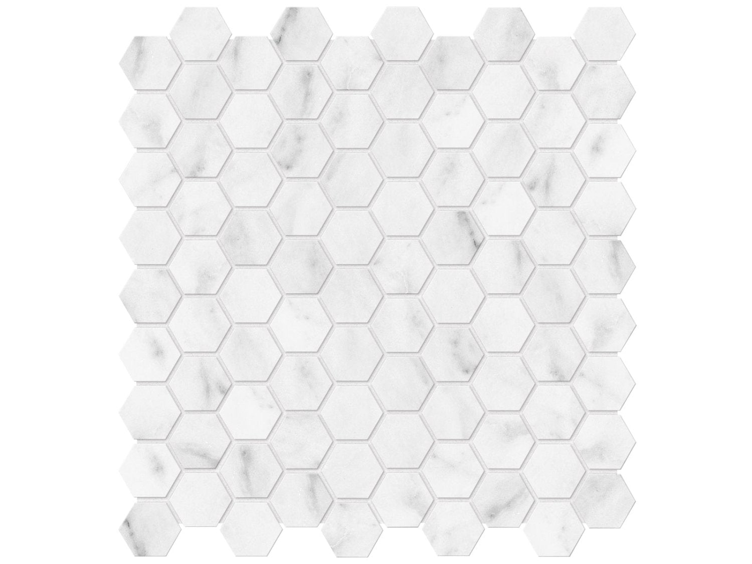 Anatolia - Bianco Venatino - Mosaïque hexagonale de marbre, fini adouci 3,2 cm (1,25 po)