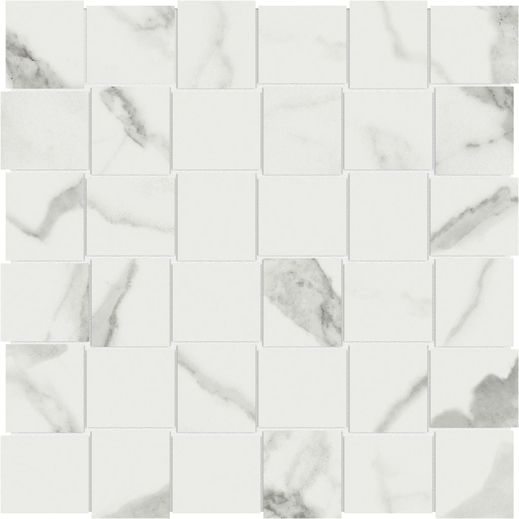 Anatolia Céramique mosaïque Mayfair Statuario Venato Basketweave - 2" x 2" - Ceramed
