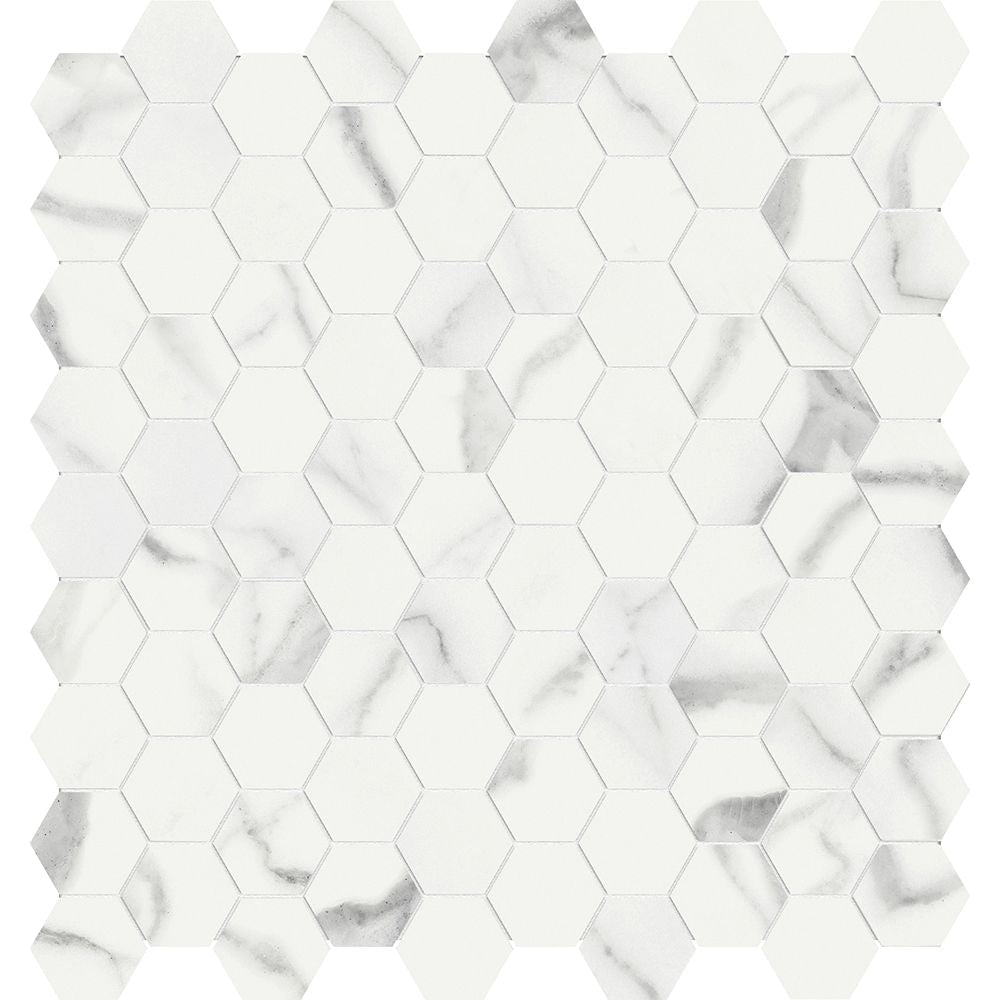 Anatolia Céramique mosaïque Mayfair Statuario Venato Hexagone Lustré - 1.25" ||4501-0147-1 - Ceramed