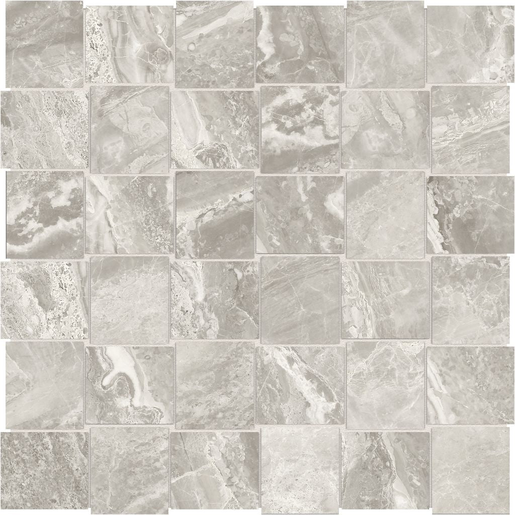 Anatolia Céramique mosaïque Mayfair Stella Argento Basketweave - 2" x 2" ||4501-0130-1 - Ceramed