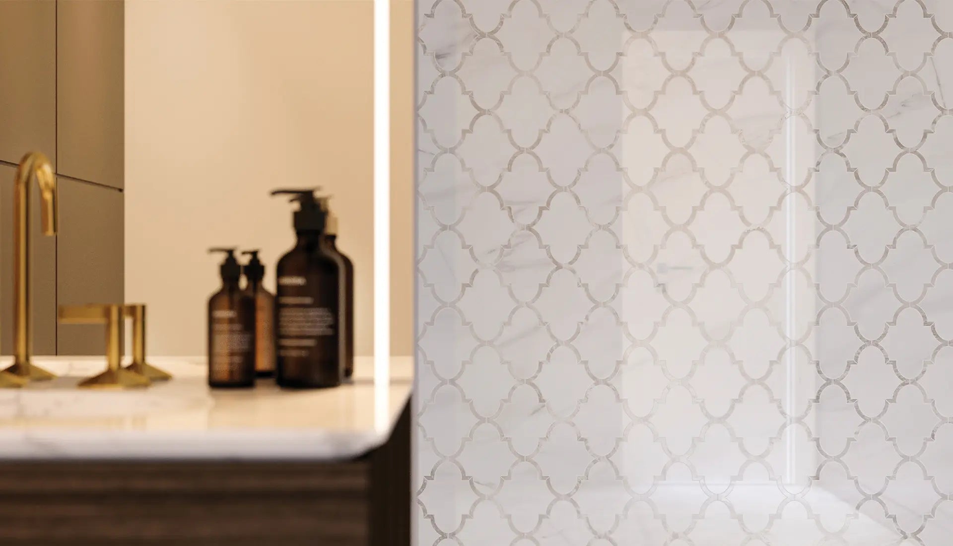 Anatolia Céramique mosaïque Mayfair Volakas Grigio Arabesque Lustré - Ceramed