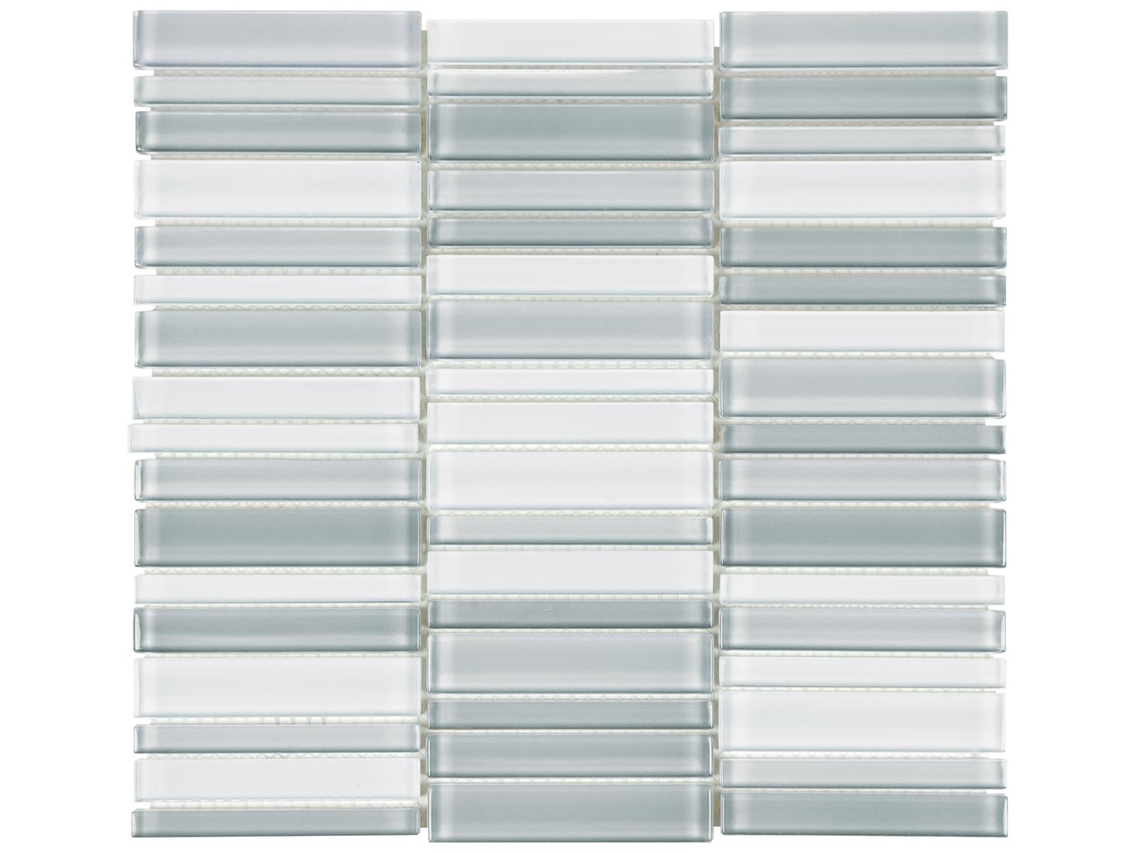 Anatolia - Element - Grey Blend - Mosaïque de verre lustrée à bandes superposées 30,4 x 28,7 cm (12 x 12 po)