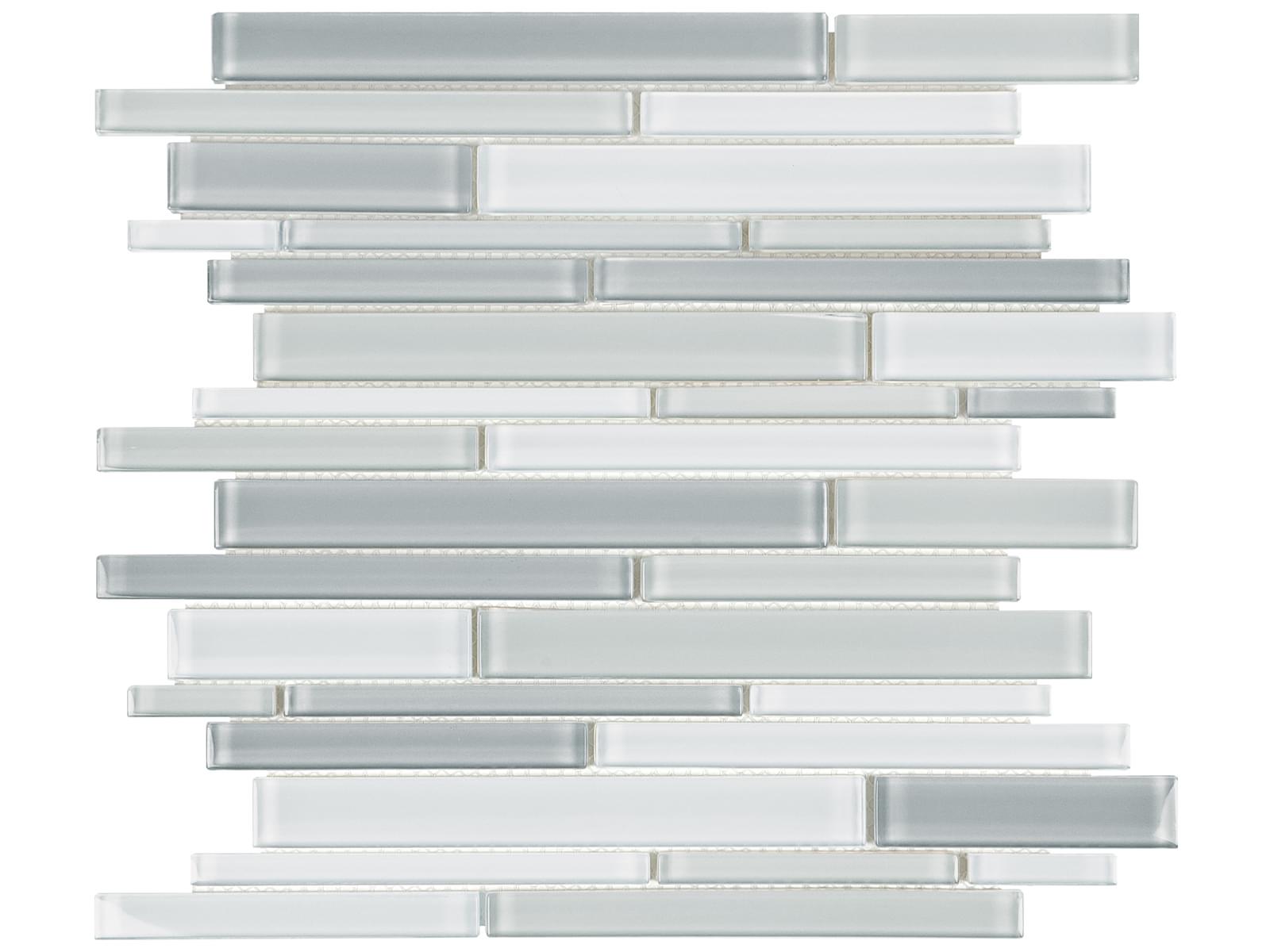 Anatolia - Element - Grey Blend - Mosaïque de verre lustrée à bandes aléatoires 29,8 x 29,8 cm (12 x 12 po)