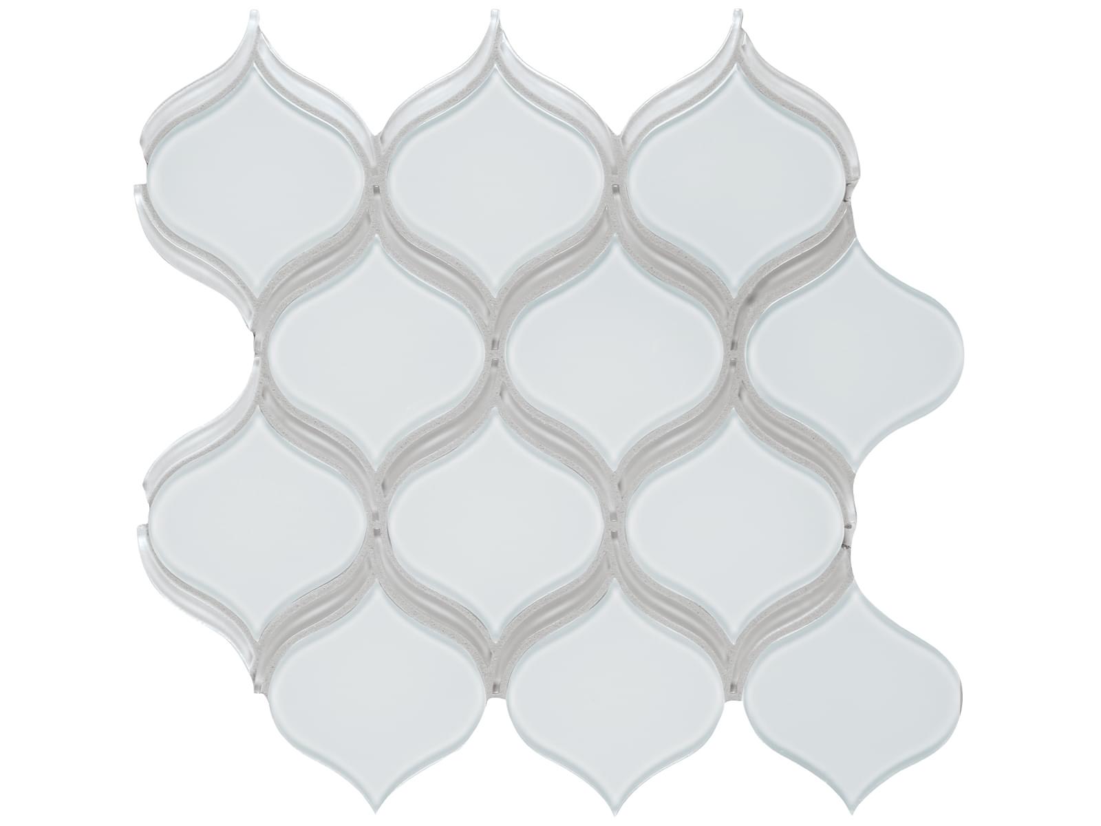 Anatolia - Element - Ice - Mosaïque de verre lustrée arabesque 30,9 x 29,1 cm (12 x 12 po)