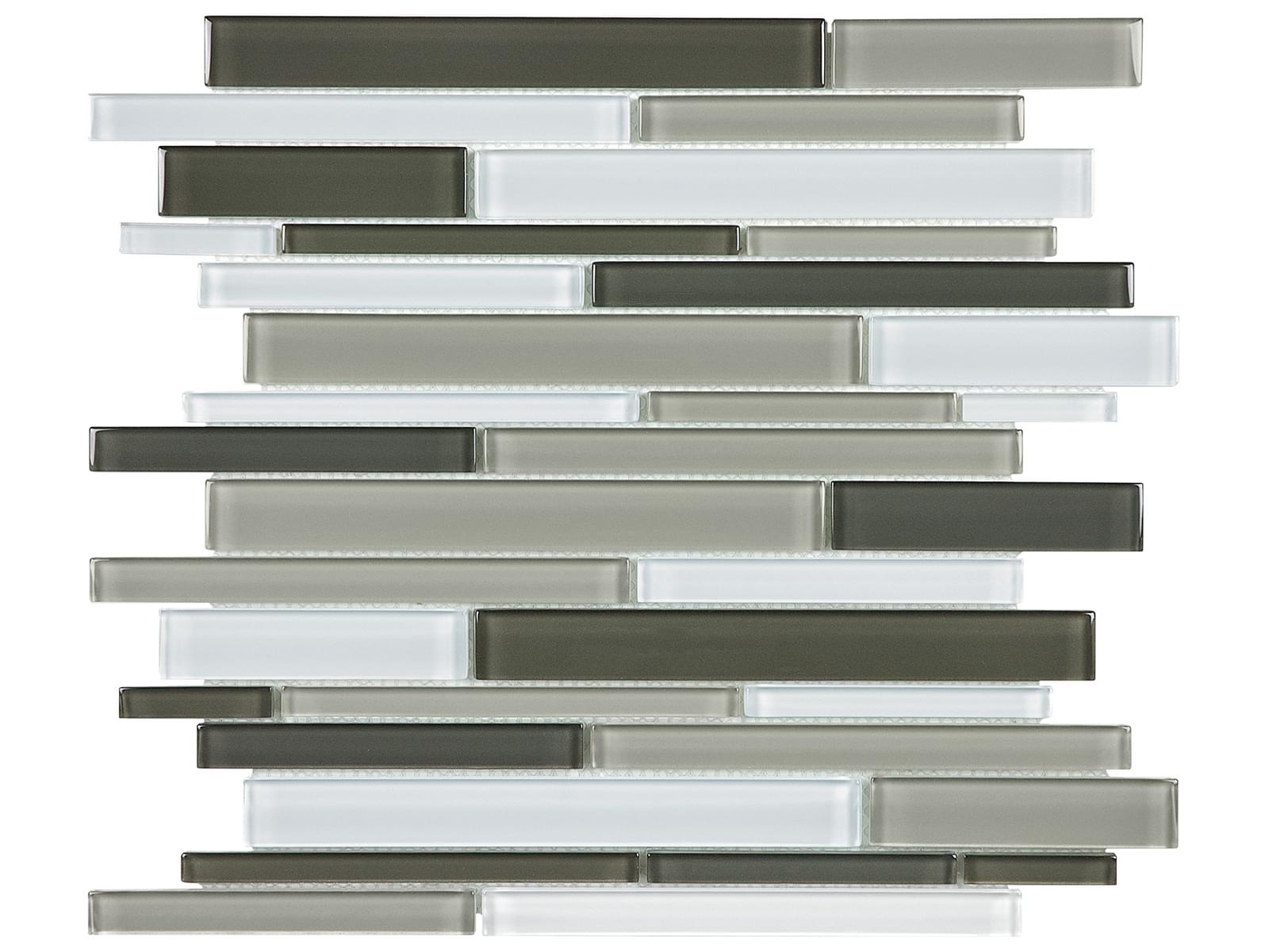 Anatolia - Element - Mineral Blend - Mosaïque de verre lustrée à bandes aléatoires 29,8 x 29,8 cm (12 x 12 po)